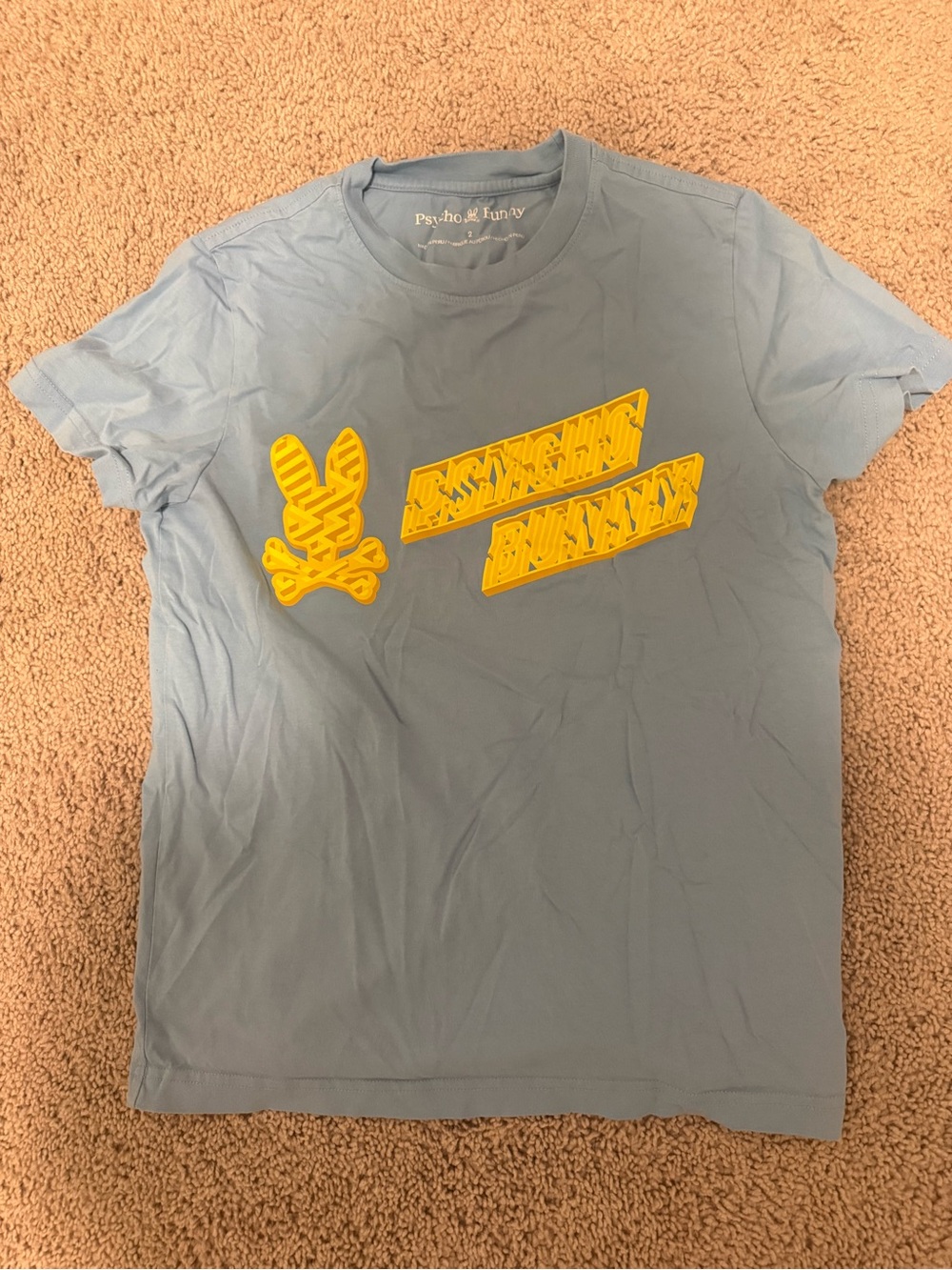 Psycho Bunny Light Blue Tee with Yellow Logo